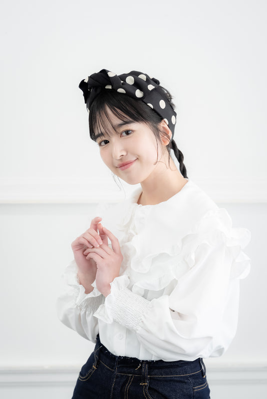 ゴムターバン【ドット/ブラック×ブラック】