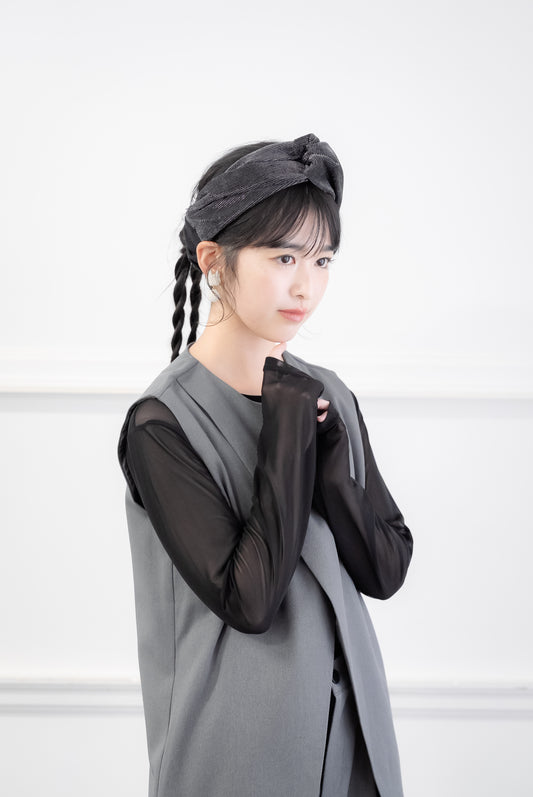 ゴムターバン【ラメチュール/ブラック】